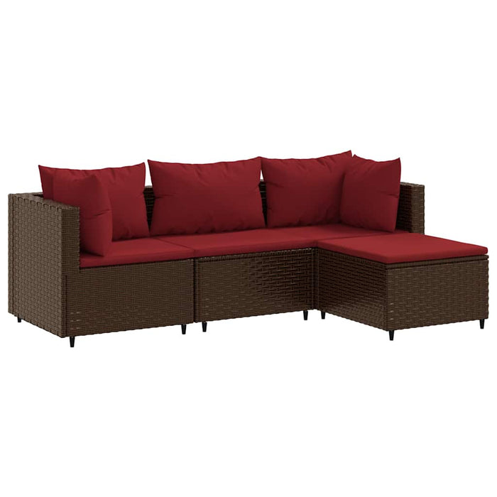 Set mobilier de grădină cu perne, 4 piese, maro, poliratan WALTI