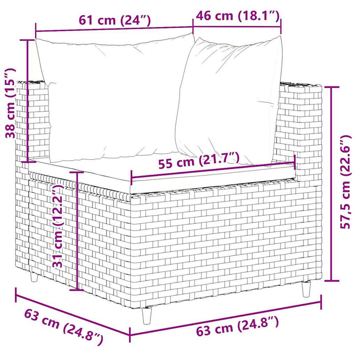 Set mobilier de grădină cu perne, 4 piese, maro, poliratan - WALTI WALTI