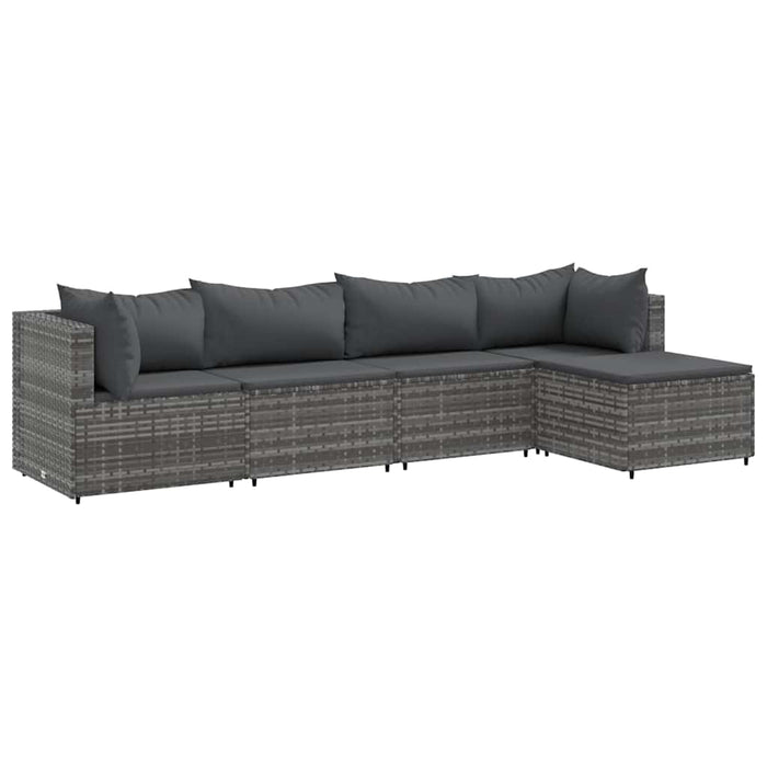 Set mobilier de grădină cu perne, 5 piese, gri, poliratan - WALTI WALTI