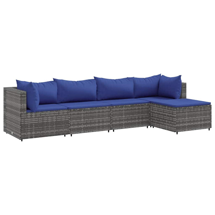 Set mobilier de grădină cu perne, 5 piese, gri, poliratan - WALTI WALTI