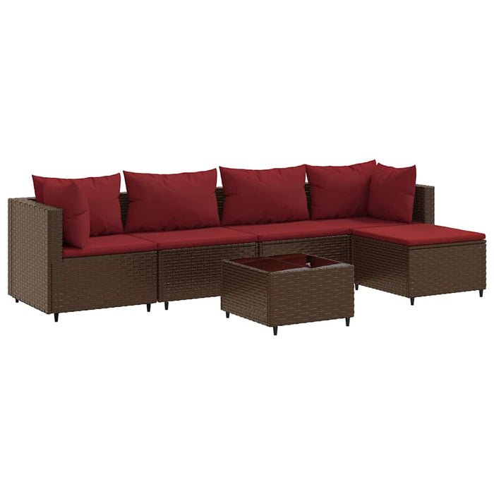 Set mobilier de grădină cu perne, 6 piese, maro, poliratan - WALTI WALTI