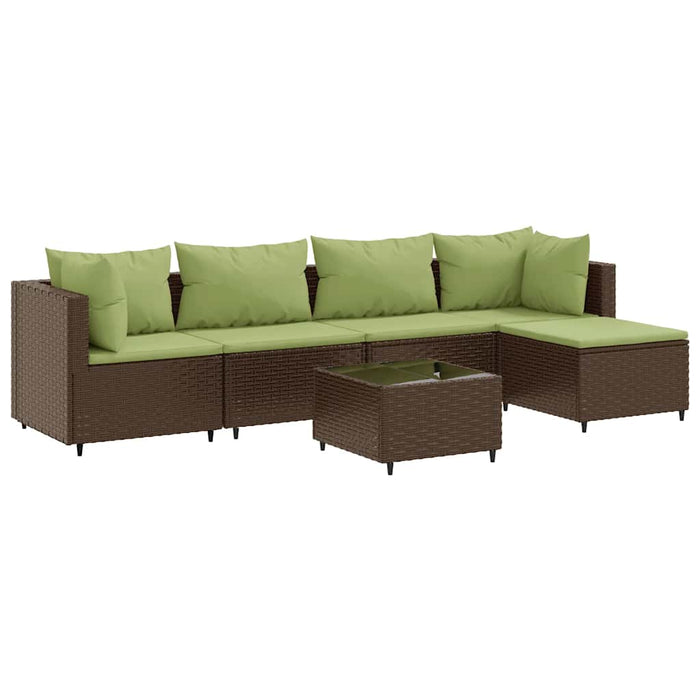 Set mobilier de grădină cu perne, 6 piese, maro, poliratan - WALTI WALTI