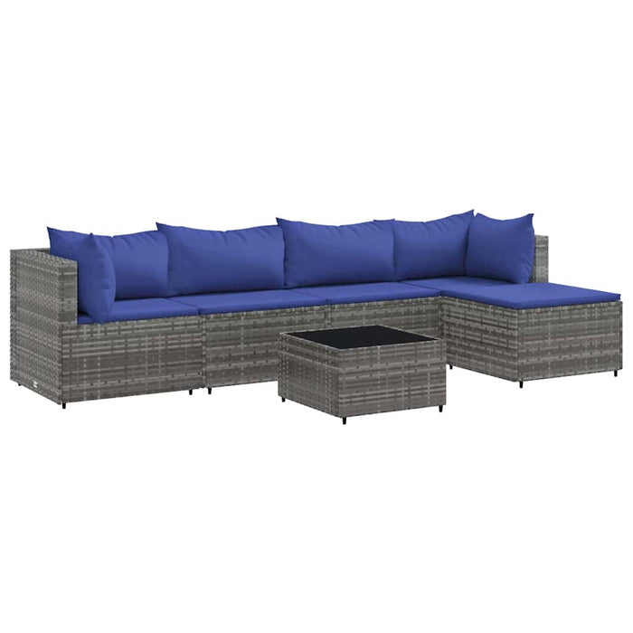 Set mobilier de grădină cu perne, 6 piese, gri, poliratan - WALTI WALTI