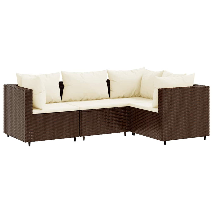 Set mobilier de grădină cu perne, 4 piese, maro, poliratan WALTI