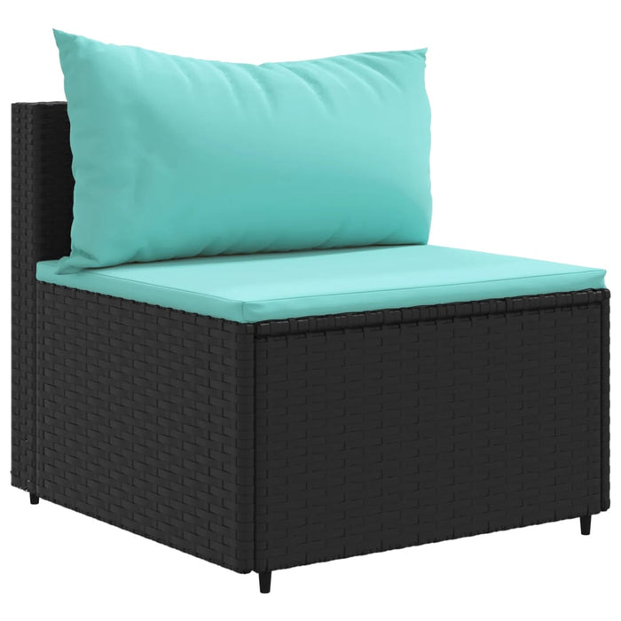 Set mobilier relaxare grădină 4 piese cu perne poliratan negru - WALTI WALTI
