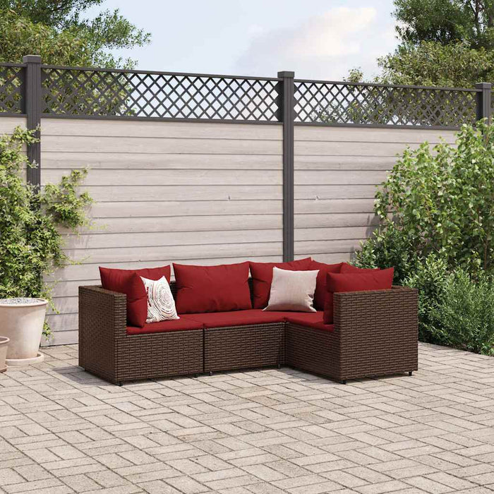 Set mobilier de grădină cu perne, 4 piese, maro, poliratan WALTI