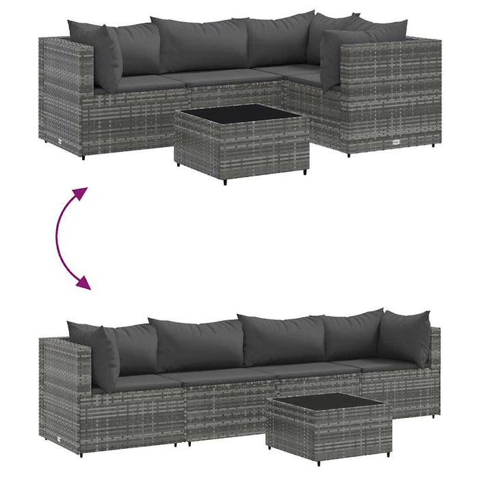 Set mobilier de grădină cu perne, 5 piese, gri, poliratan - WALTI WALTI