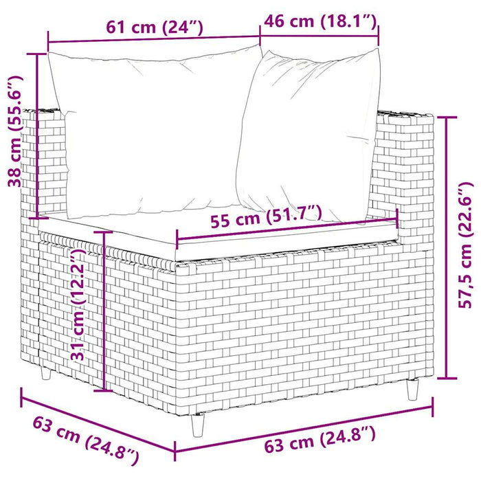 Set șezlonguri de grădină, 5 piese, cu perne, negru, poliratan - WALTI WALTI