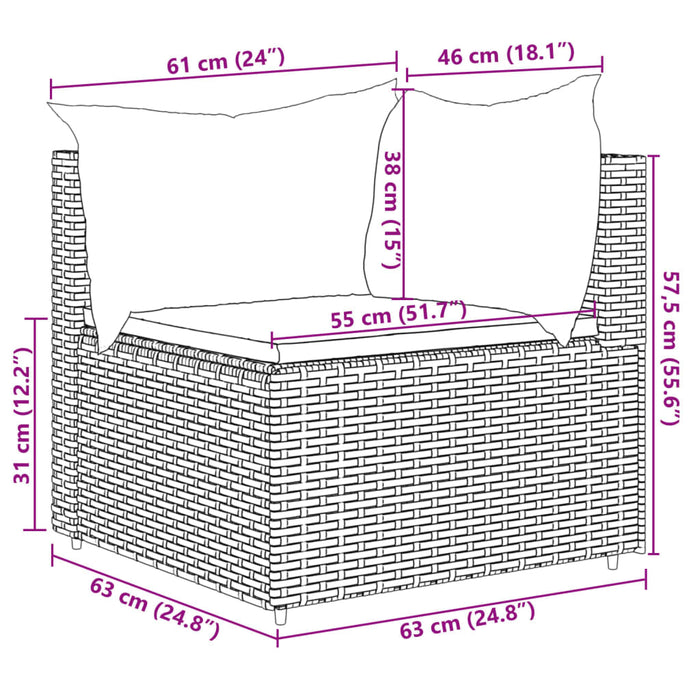 Set șezlonguri de grădină, 5 piese, cu perne, negru, poliratan - WALTI WALTI