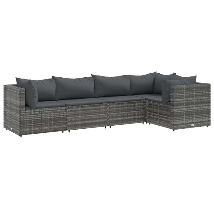 Set mobilier de grădină cu perne, 5 piese, gri, poliratan - WALTI WALTI