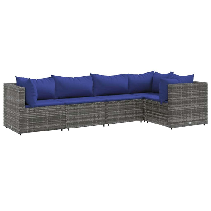 Set mobilier de grădină cu perne, 5 piese, gri, poliratan - WALTI WALTI