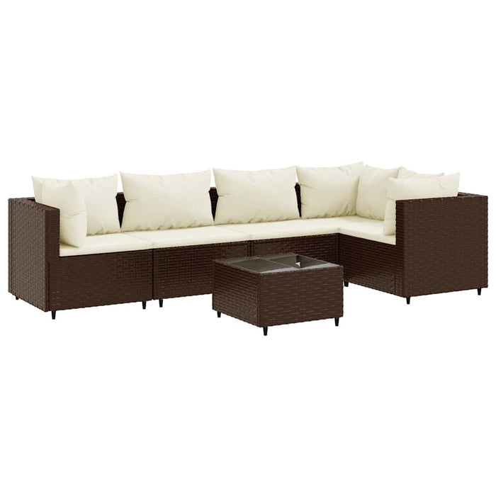 Set mobilier de grădină cu perne, 6 piese, maro, poliratan WALTI