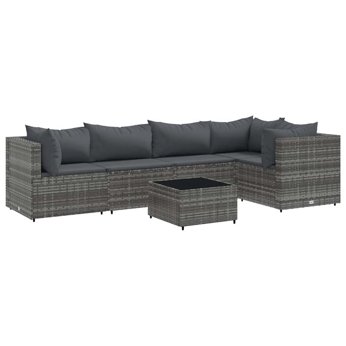 Set mobilier de grădină cu perne, 6 piese, gri, poliratan - WALTI WALTI