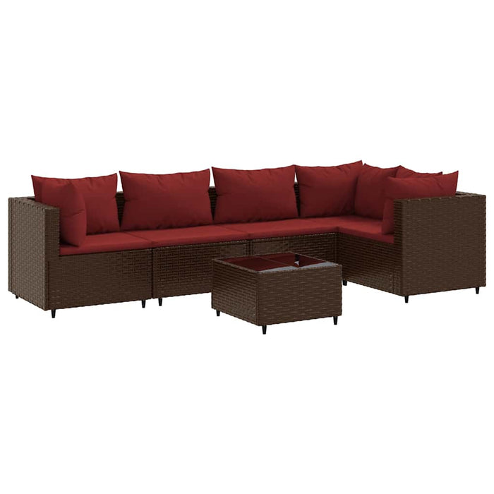 Set mobilier de grădină cu perne, 6 piese, maro, poliratan - WALTI WALTI