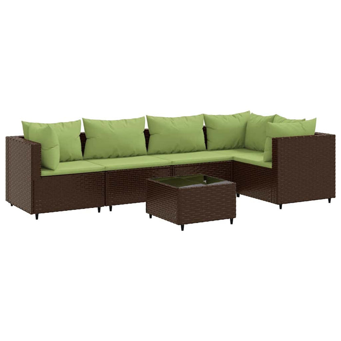 Set mobilier de grădină cu perne, 6 piese, maro, poliratan - WALTI WALTI