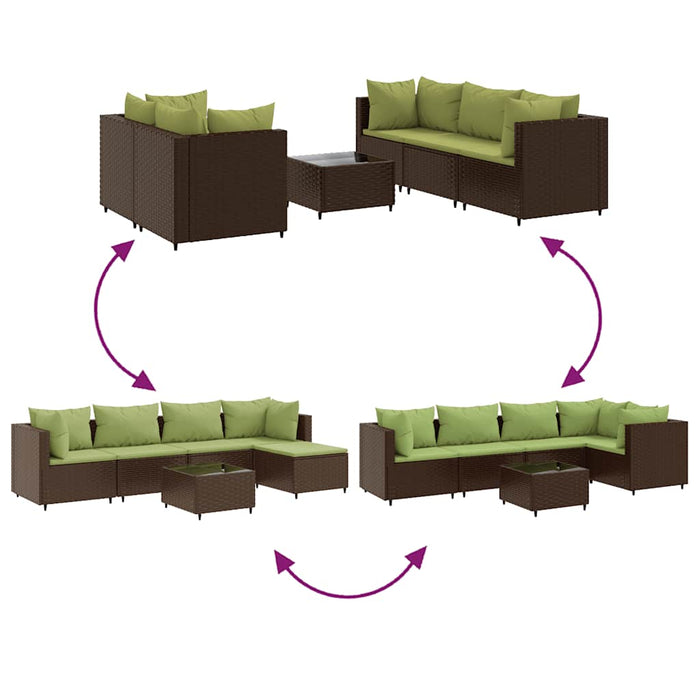 Set mobilier de grădină cu perne, 6 piese, maro, poliratan - WALTI WALTI