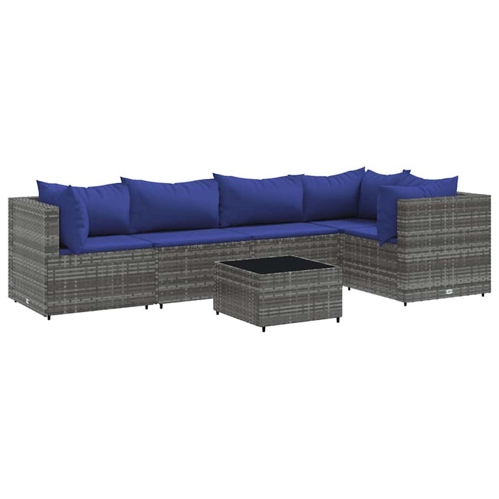 Set mobilier de grădină cu perne, 6 piese, gri, poliratan - WALTI WALTI