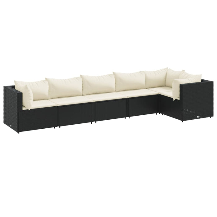 Set mobilier de grădină cu perne, 6 piese, negru, poliratan - WALTI WALTI