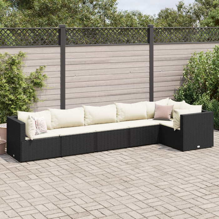 Set mobilier de grădină cu perne, 6 piese, negru, poliratan - WALTI WALTI
