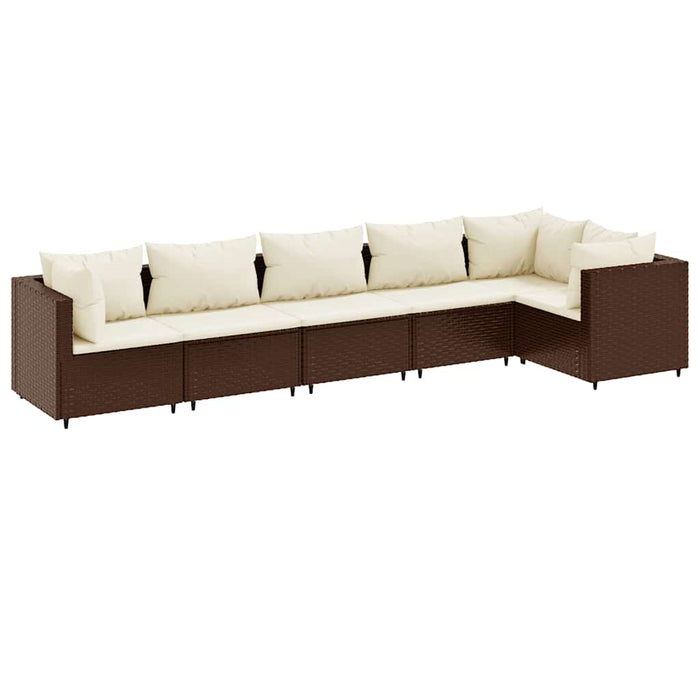 Set mobilier de grădină cu perne, 6 piese, maro, poliratan - WALTI WALTI