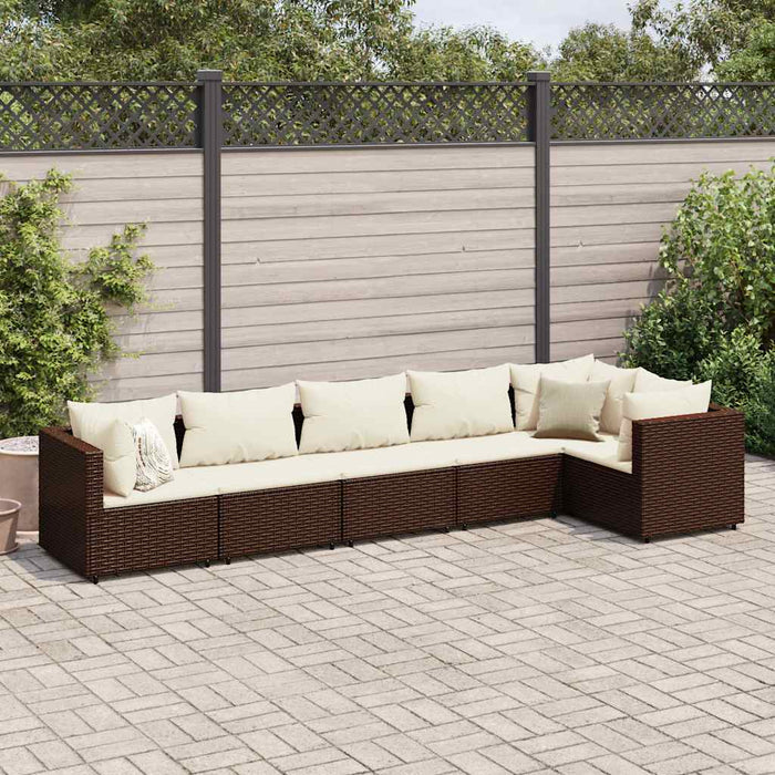 Set mobilier de grădină cu perne, 6 piese, maro, poliratan - WALTI WALTI