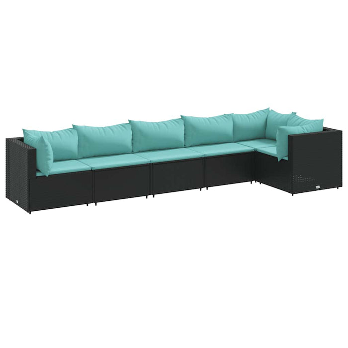 Set mobilier de grădină cu perne, 6 piese, negru, poliratan - WALTI WALTI