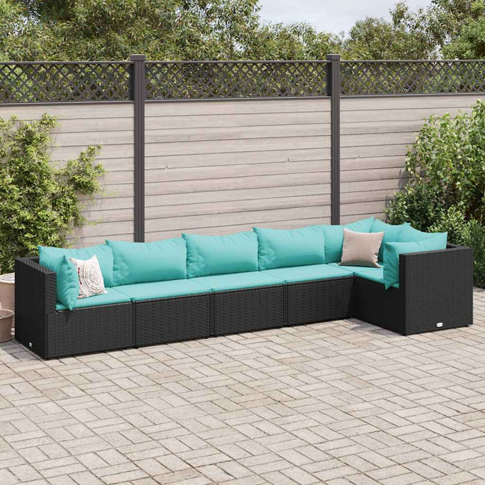 Set mobilier de grădină cu perne, 6 piese, negru, poliratan - WALTI WALTI