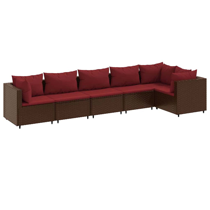 Set mobilier de grădină cu perne, 6 piese, maro, poliratan - WALTI WALTI