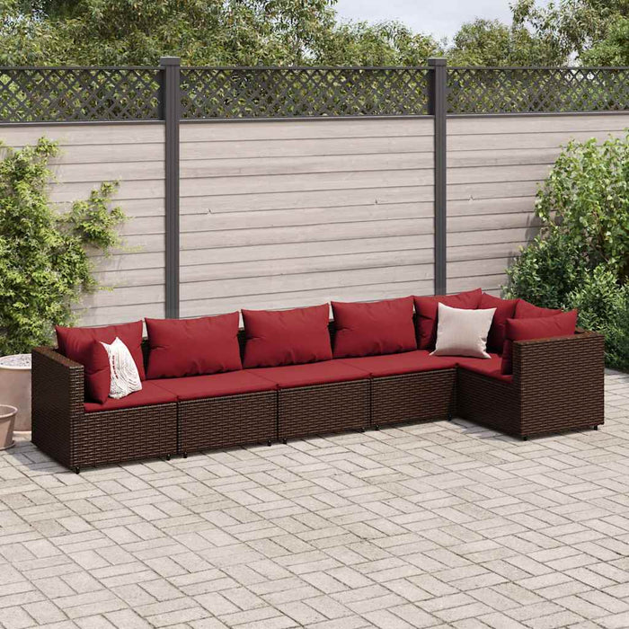 Set mobilier de grădină cu perne, 6 piese, maro, poliratan - WALTI WALTI