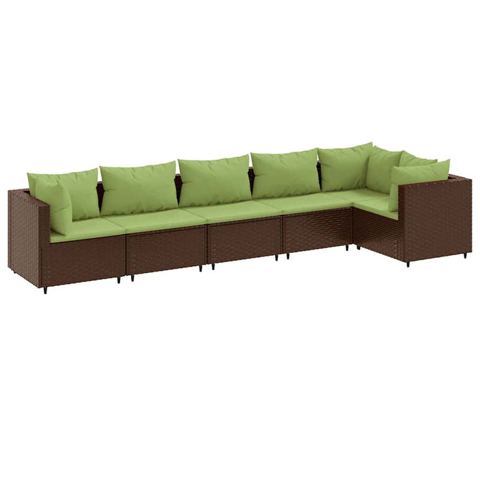Set mobilier de grădină cu perne, 6 piese, maro, poliratan - WALTI WALTI