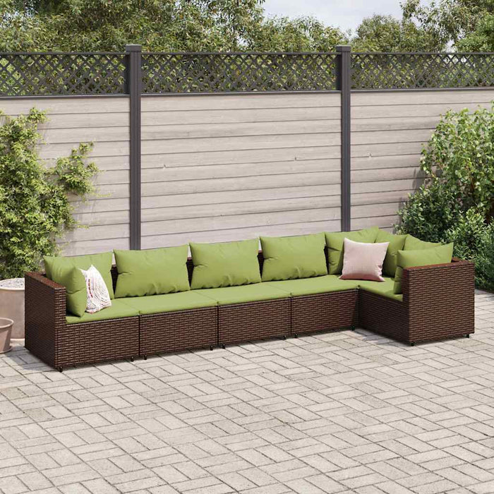 Set mobilier de grădină cu perne, 6 piese, maro, poliratan - WALTI WALTI