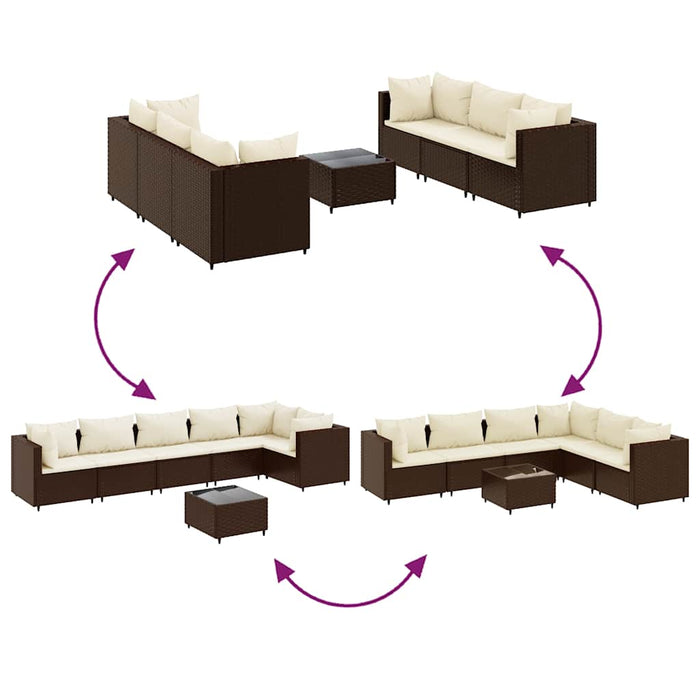 Set mobilier de grădină cu perne, 7 piese, maro, poliratan - WALTI WALTI