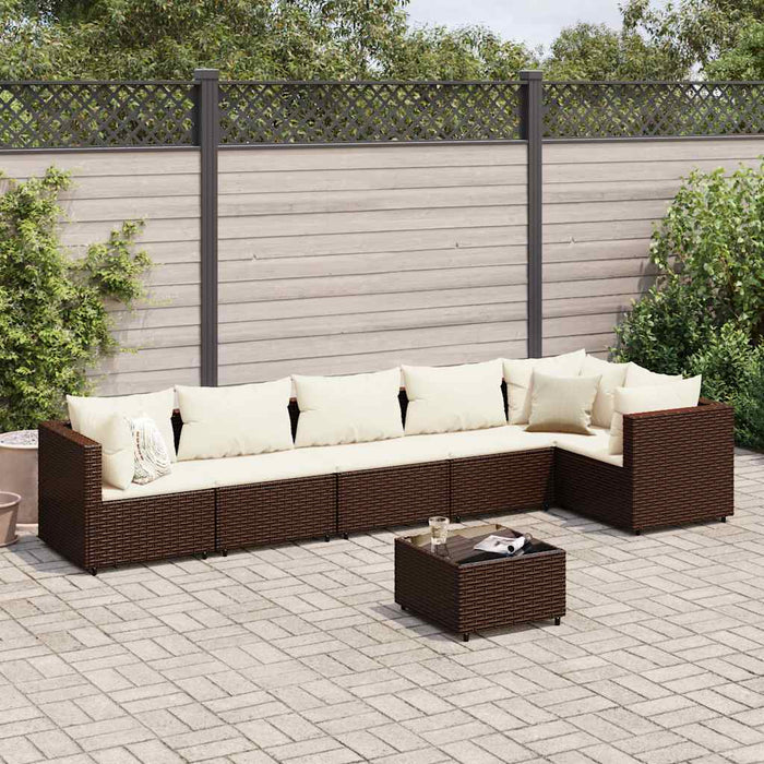 Set mobilier de grădină cu perne, 7 piese, maro, poliratan - WALTI WALTI