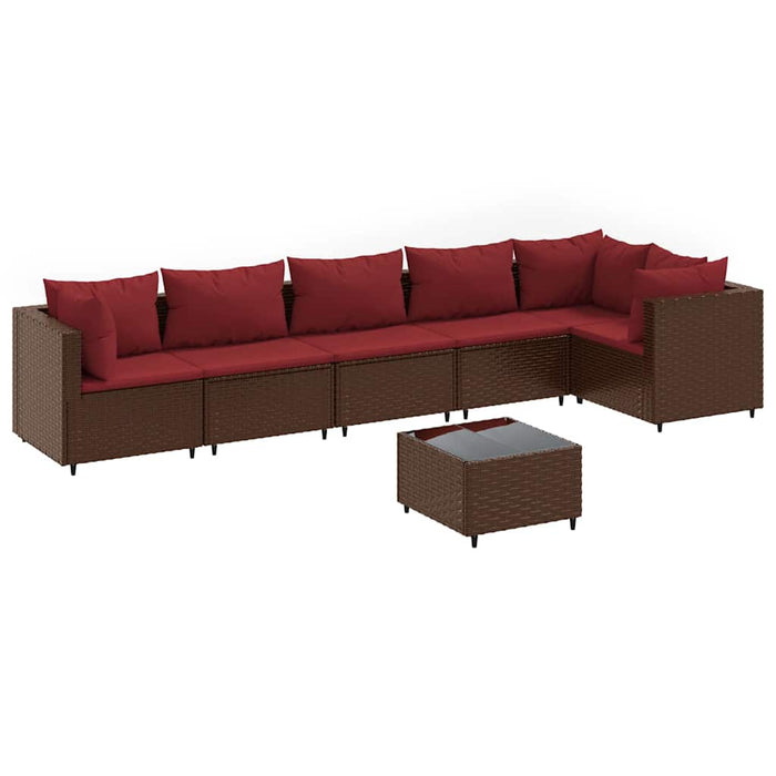 Set mobilier de grădină cu perne, 7 piese, maro, poliratan - WALTI WALTI