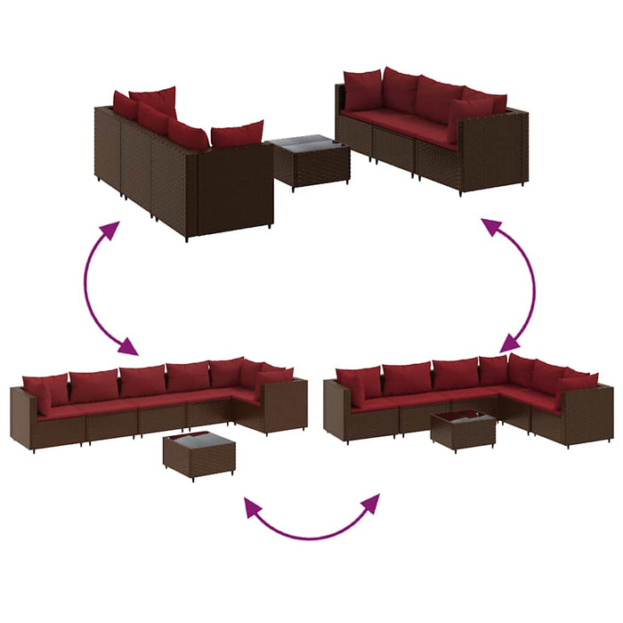Set mobilier de grădină cu perne, 7 piese, maro, poliratan - WALTI WALTI