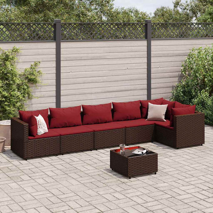 Set mobilier de grădină cu perne, 7 piese, maro, poliratan - WALTI WALTI