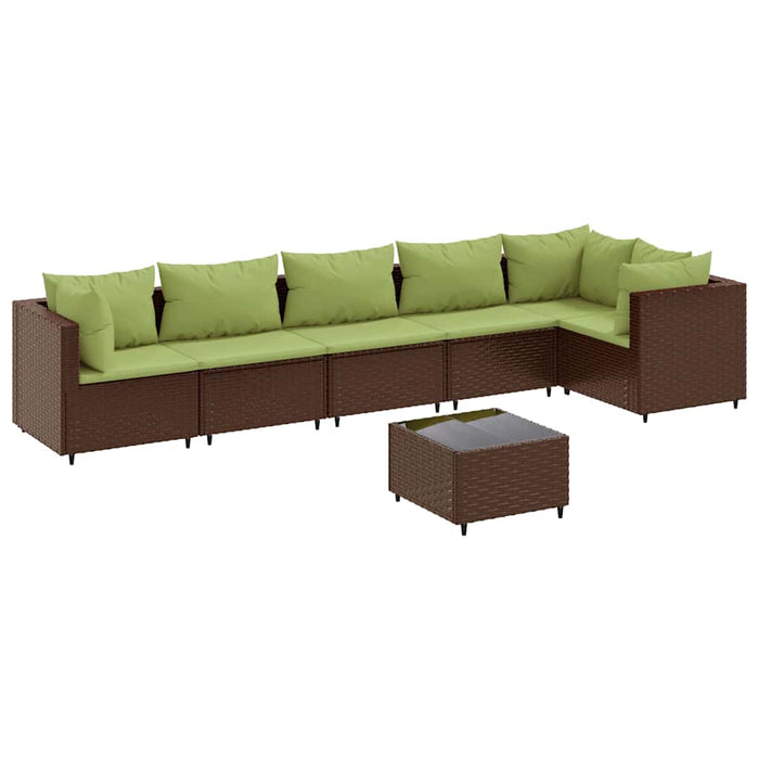 Set mobilier de grădină cu perne, 7 piese, maro, poliratan - WALTI WALTI