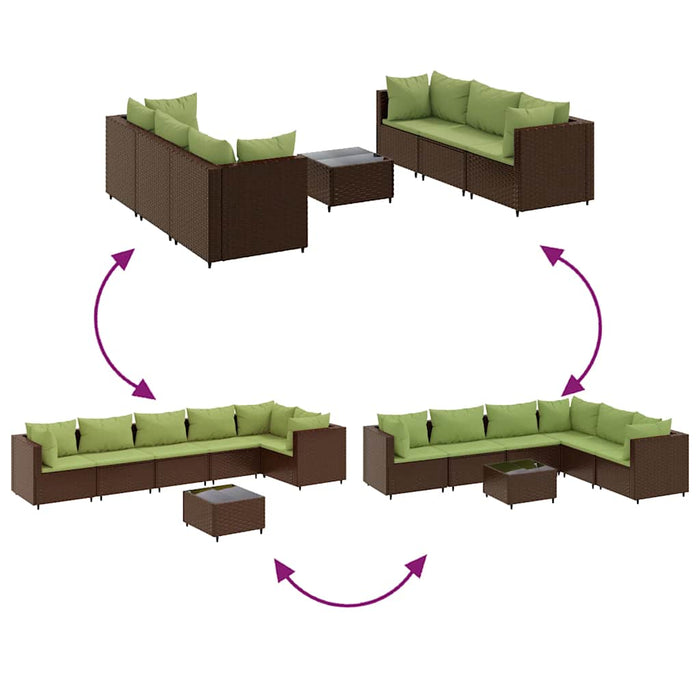 Set mobilier de grădină cu perne, 7 piese, maro, poliratan - WALTI WALTI