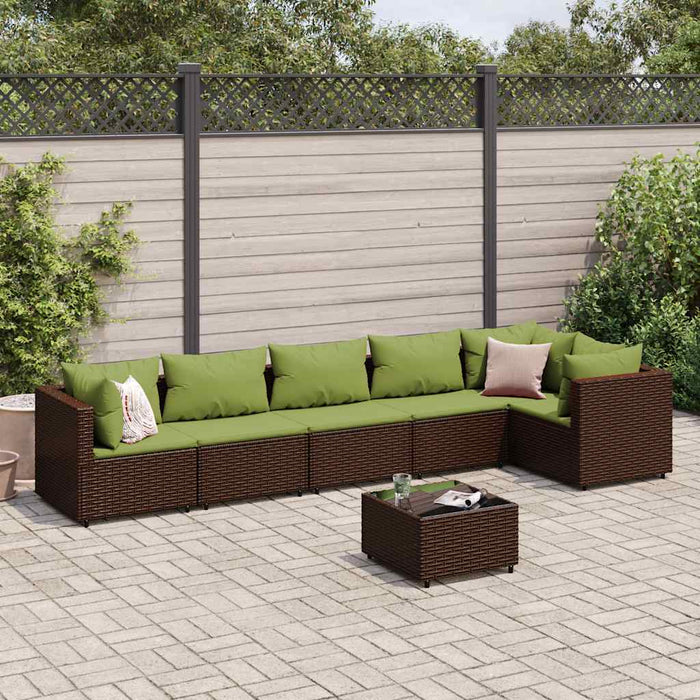 Set mobilier de grădină cu perne, 7 piese, maro, poliratan - WALTI WALTI