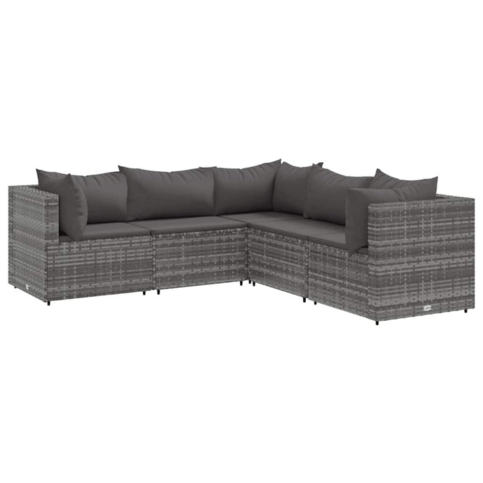 Set mobilier de grădină cu perne, 5 piese, gri, poliratan - WALTI WALTI