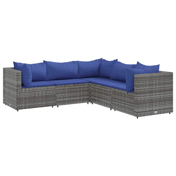 Set mobilier de grădină cu perne, 5 piese, gri, poliratan - WALTI WALTI