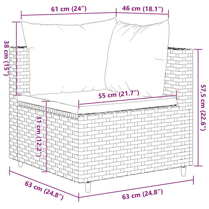 Set mobilier de grădină cu perne, 6 piese, negru, poliratan - WALTI WALTI