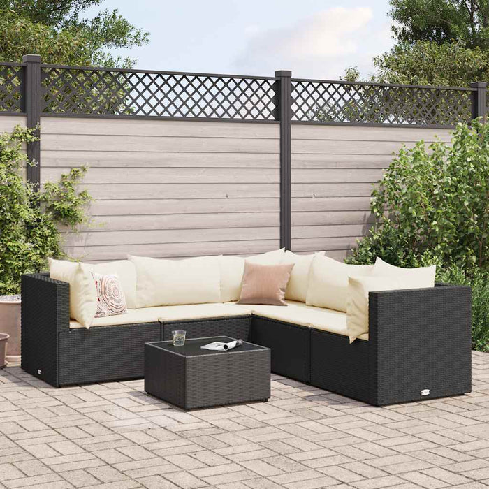 Set mobilier de grădină cu perne, 6 piese, negru, poliratan - WALTI WALTI
