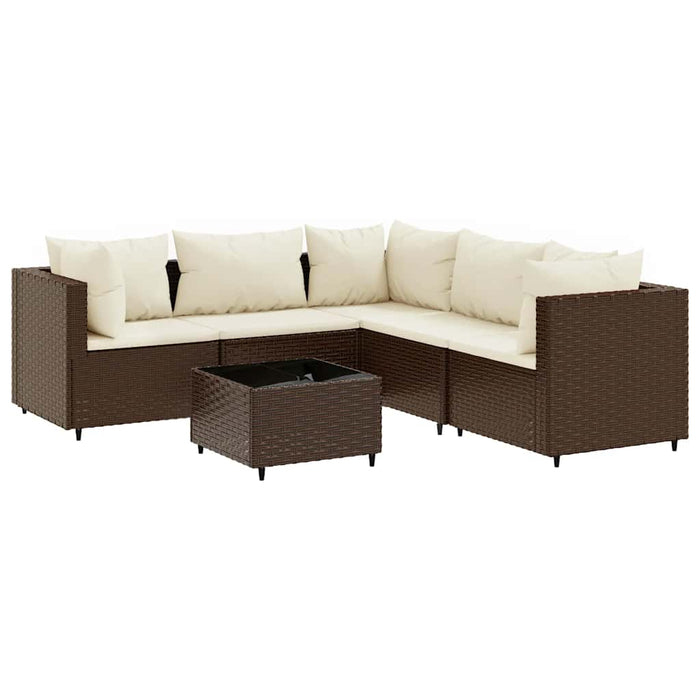Set mobilier de grădină cu perne, 6 piese, maro, poliratan - WALTI WALTI