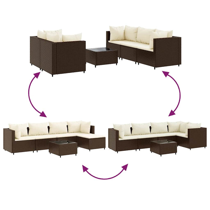 Set mobilier de grădină cu perne, 6 piese, maro, poliratan - WALTI WALTI