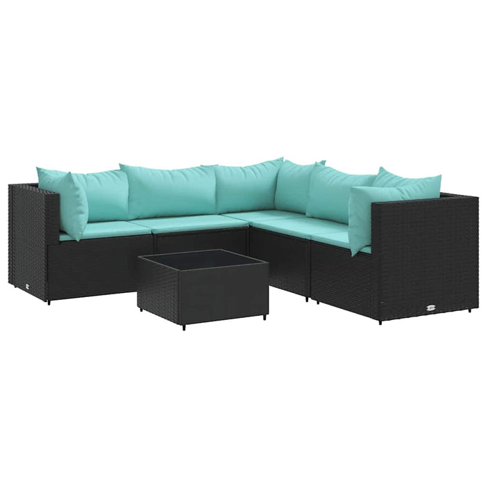 Set mobilier de grădină cu perne, 6 piese, negru, poliratan - WALTI WALTI