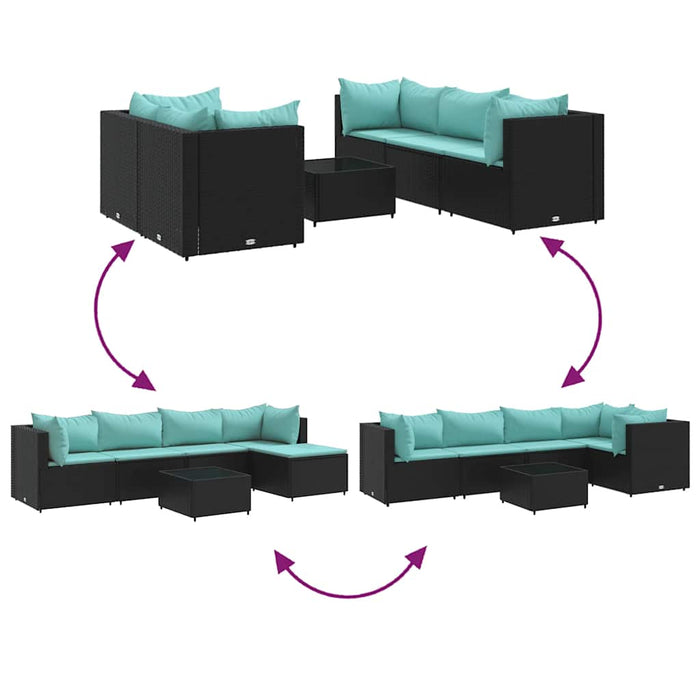 Set mobilier de grădină cu perne, 6 piese, negru, poliratan - WALTI WALTI