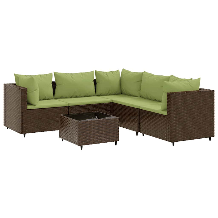 Set mobilier de grădină cu perne, 6 piese, maro, poliratan - WALTI WALTI