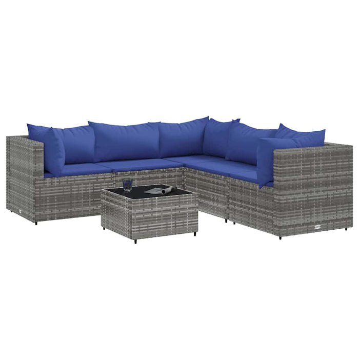 Set mobilier de grădină cu perne, 6 piese, gri, poliratan - WALTI WALTI
