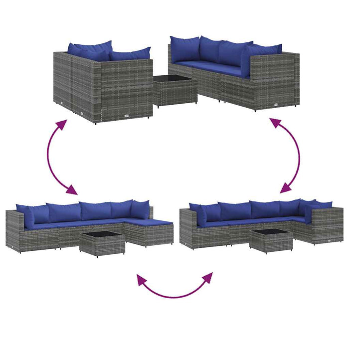 Set mobilier de grădină cu perne, 6 piese, gri, poliratan - WALTI WALTI